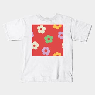 Chunky Retro Flowers - Bright & Colorful Cherry Combo Kids T-Shirt